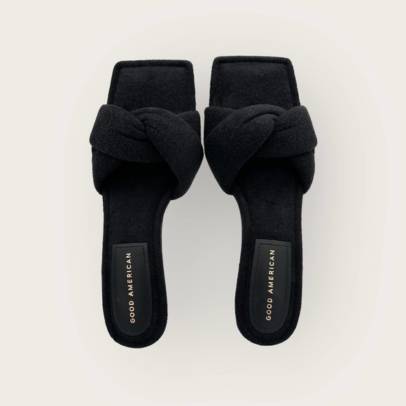Good American Shoes - Good American Terry Kickstand Slides in a Size 9 Black New In Box